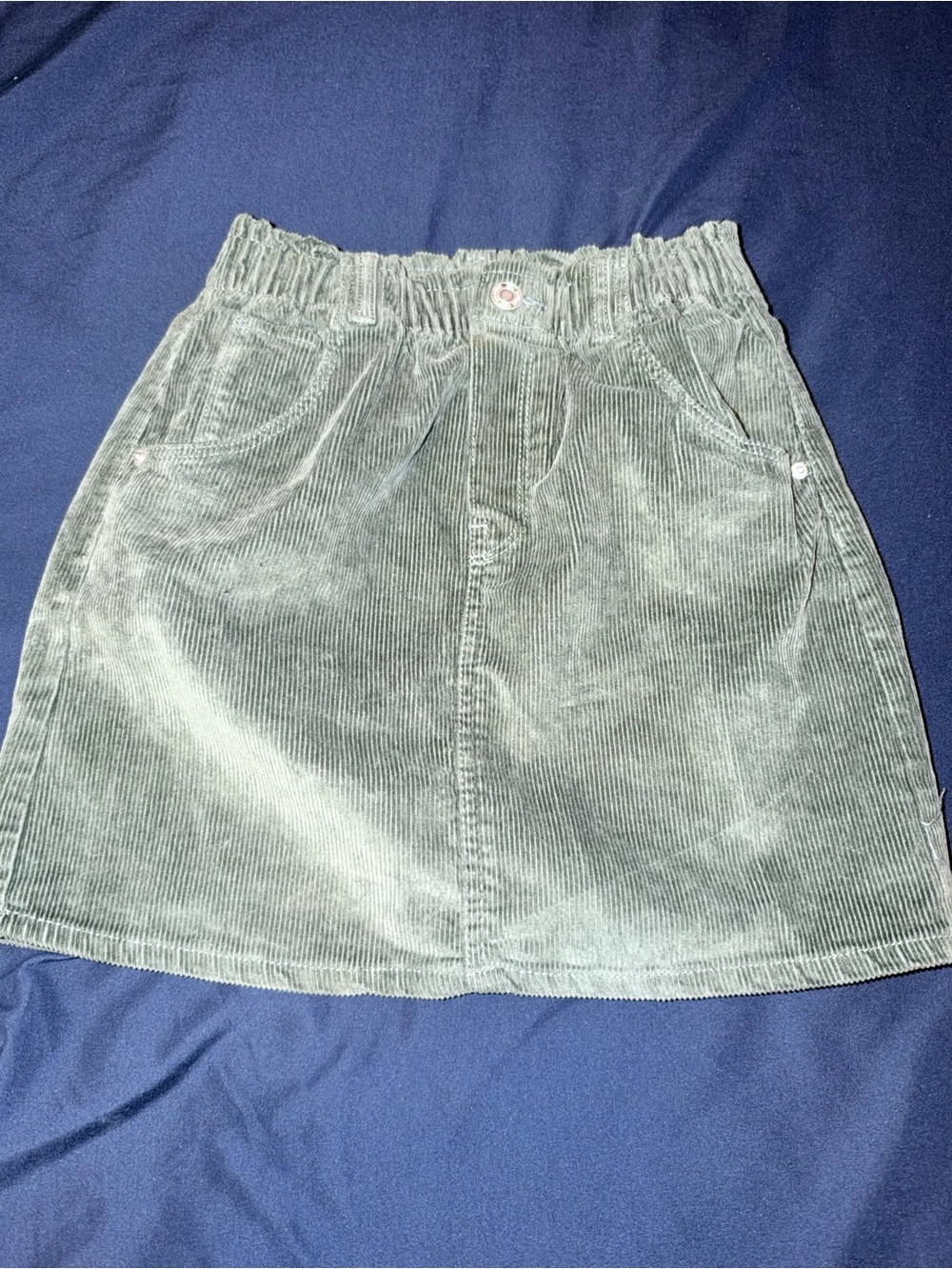 H&M Olive Corduroy Paperbag Waist Skirt